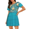 thumbnail image 1 of JUNZAN Coquillages et Filet de Pêche sur Table en Bois Bleue Imprimé Chemise de Nuit à Manches Courtes pour Femmes Chemise de Nuit Confortable Col Rond Mignonne Robe de Nuit à Volants, 1 of 6