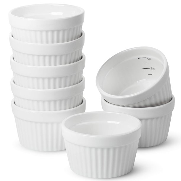 BTaT- Ramekins, 4 onzas, juego de 8, creme Brulee Ramekins, Ramekins de 4 onzas, Ramekins apto para horno, Ramekins para horno, Mini Ramekins, Ramekins, Ramekins de 4 onzas, Ramekins peque Brew To A Tea NA