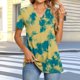 thumbnail image 1 of mfyjkho Tops De Gimnasio Para Mujer, Top/Camiseta De Manga Corta Con Cuello En V, Botones Y Rayas Degradadas Para Mujer Tops De Gimnasio Para Mujer Xl, 1 of 7