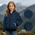 thumbnail image 2 of Kids Zip Bomber Jacket with Pockets, Waterproof Windproof Long Sleeve Outdoor Coat for Boys Girls Ages 5-16 Fall Casual Outerwear Navy 15 Years, 2 of 9