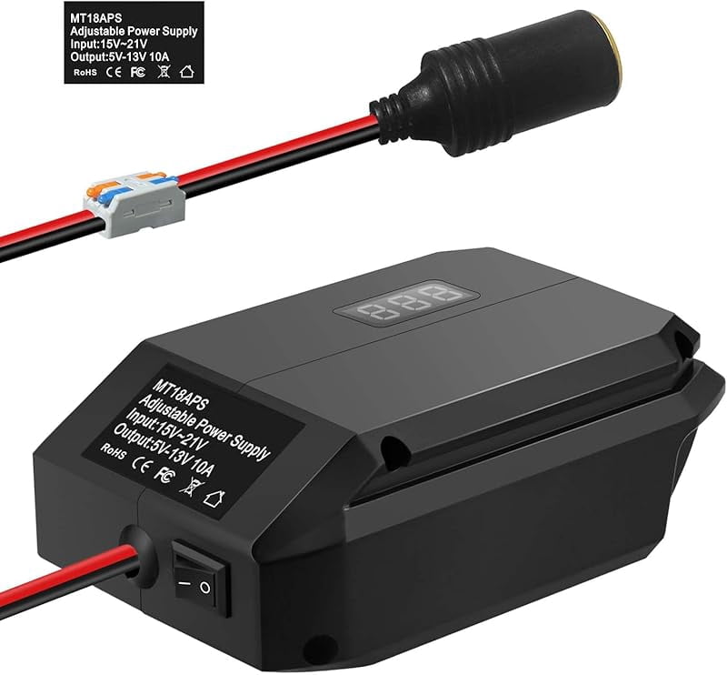 18V/20V to 12V Step-Down Converter for Milwaukee Makita Dewalt Bosch Einhell 18V Battery, Battery Adapter, Cigarette Lighter Adapter,Power Wheel Adapter for All Car Appliances Car Refrigerator Use