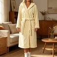 thumbnail image 2 of Winter Fleece Robe for Women Comfy Absorbent Wrap Bathrobe with Belt Loose Long Sleeve Hooded Pocket Long Bathrobe, 2 of 6