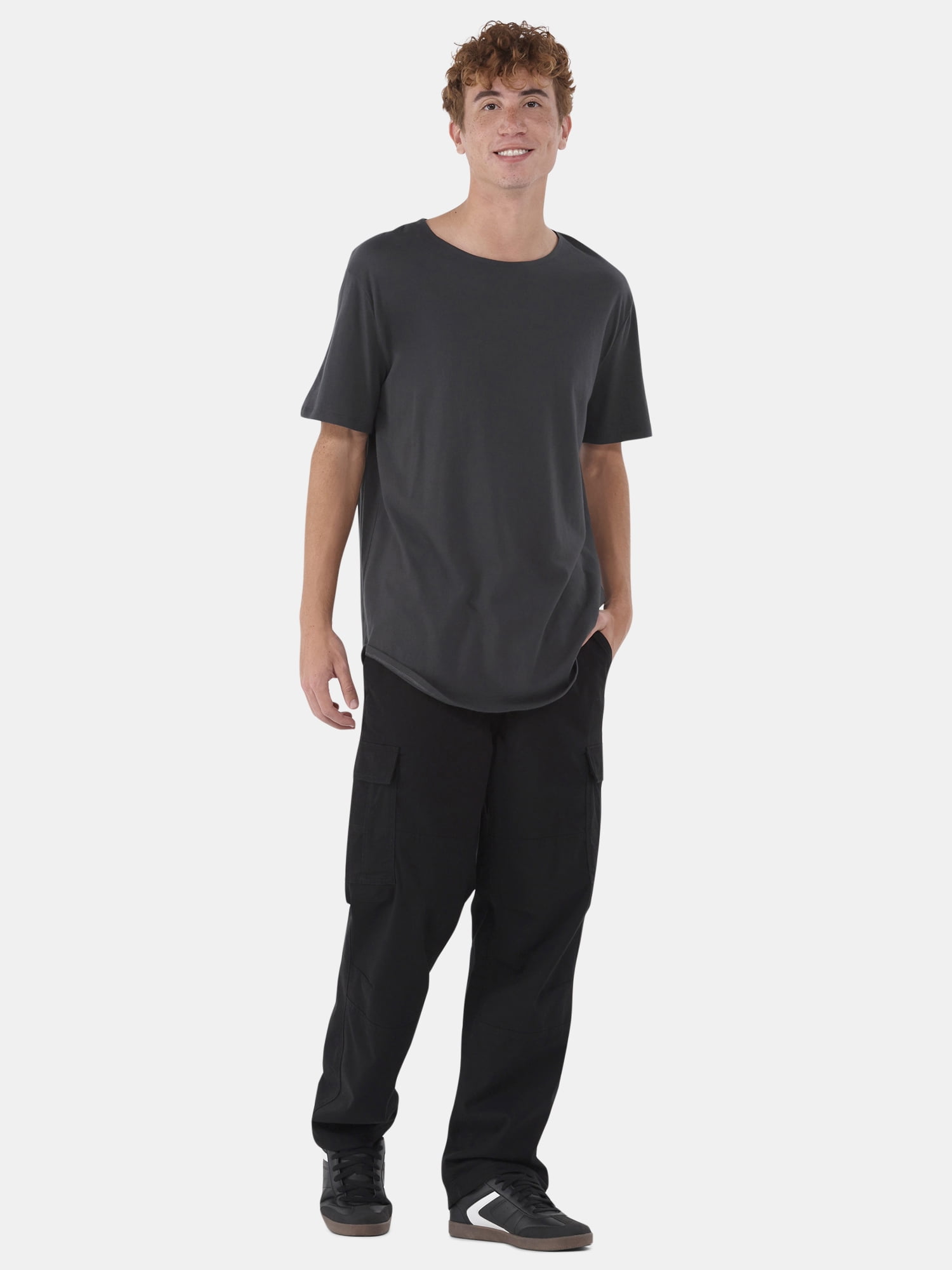 No Boundaries Men's & Big Men's Longline Curved Hem Elongated Tee Shirt, 2-Pack, Sizes XS-5XL