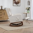 thumbnail image 3 of YesFashion Rocking Chair, Nursery Rocking Chair with Retractable Footrest, Side Pocket, High Backrest Upholstered Rocking Chair for Living Room, Kids Room, Bedroom, 3 of 9