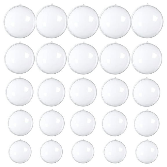 HOOWIFFY 25Pcs Clear Fillable Plastic Ball Christmas Tree Decorations Transparent Ornaments