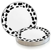 Smarty 7.5" White with Black Dalmatian Spots Round Disposable Plastic Appetizer/Salad Plates 120ct