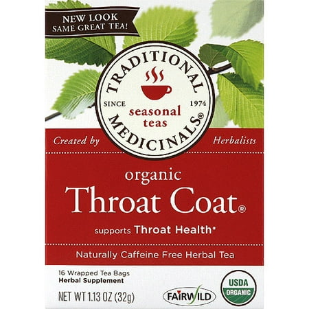 Traditional Medicinals Organic Throat Coat Caffeine Free Herbal Tea, 1.13 oz, (Pack of