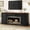 Black MDF Primary Living Space4, variant on LHSHID Two-Piece Elegant Freestanding Tall Cabinet with Fully Open Storage,Walnut Element Bookshelves with Curved Design,Stylish Display Bookcase with Anti-Tip Device for Living Room,Black