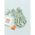 thumbnail image 5 of Miaouyo Baby Girl´s Sleeveless 0 6 12 18 24 Months Jumpsuit Floral Print Elastic Bust Shoulder Straps Romper Bow Headband, 5 of 8