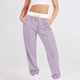 thumbnail image 2 of HUJlwoi Baggy Sweatpants Women Lightweight Color Block Cinch Bottom Pants with Pockets Outdoor Workout Stretchy Trousers, 2 of 5