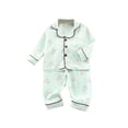 thumbnail image 1 of Odeerbi 1-5 Años Boys Girls Verano Pijamas de Algodón de Manga Larga Con Solapa Con Muescas Camisa Pantalones Set Soft Floral Sleepwear Pijama Set, 1 of 5