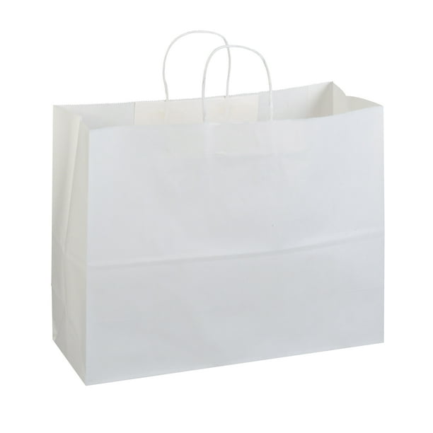 16"x6"x12" 50 pcs White Kraft Paper Bags, Shopping, Mechandise