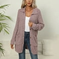 thumbnail image 5 of Womens Casual Fleece Mid Long Sweater Cardigans with Pockets Collared Lightweight Soft Warm Fashion Long Jacket (Medium, Purple), 5 of 5