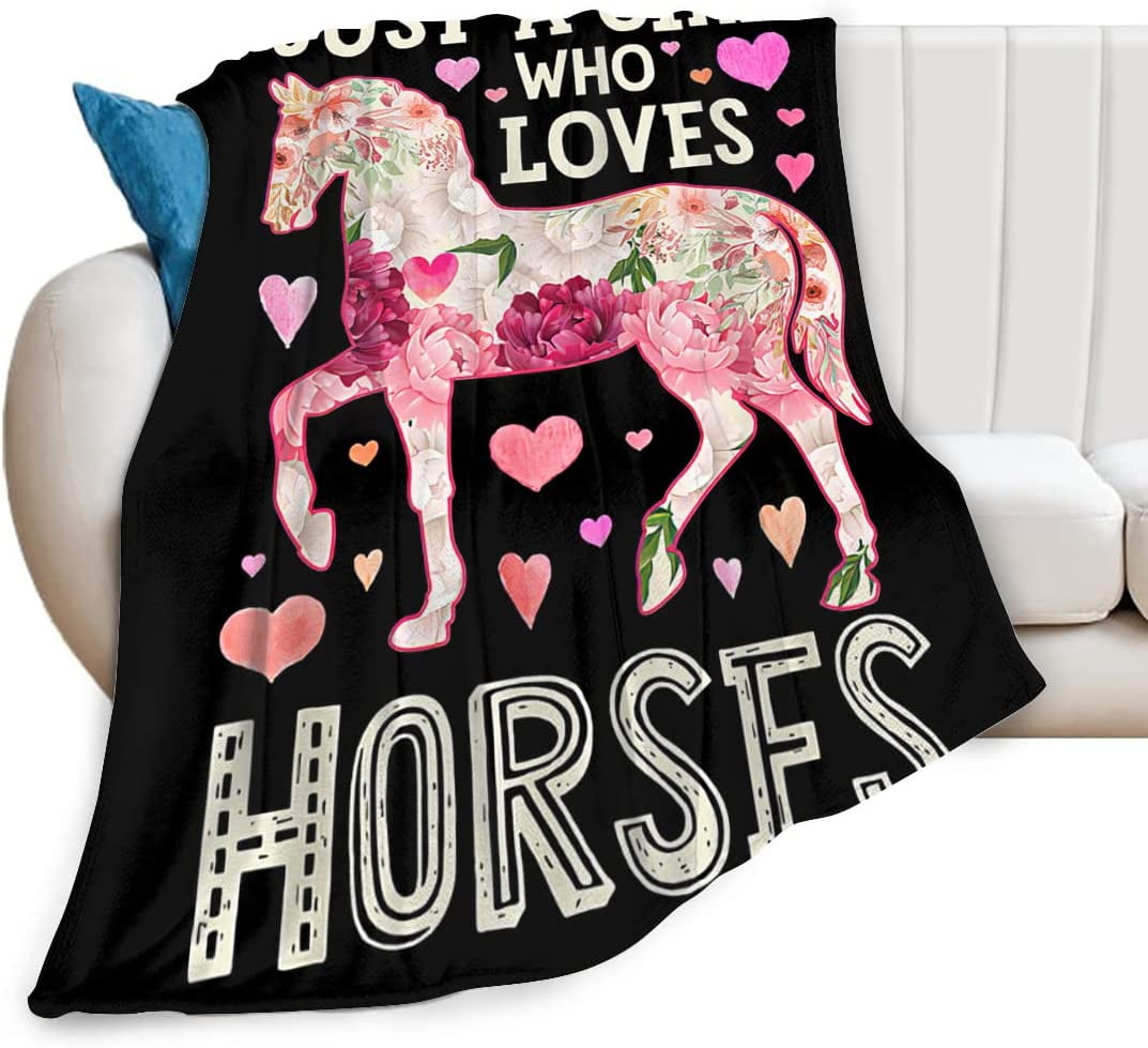 Just A Girl Who Loves Horses Blanket Horse Flower Throw Blanket for