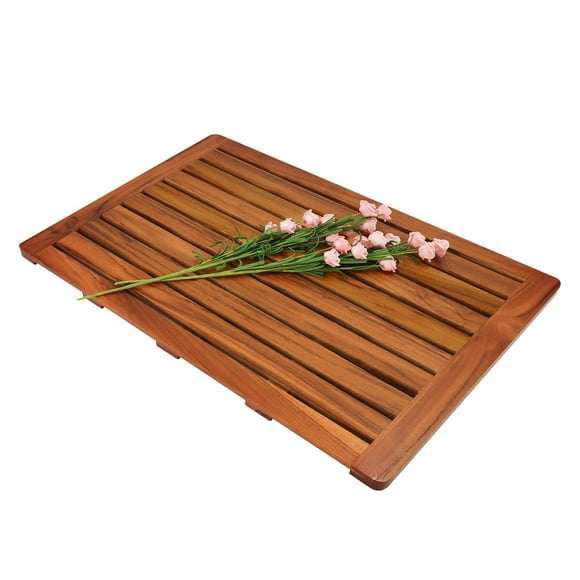 Utoplike (32"x18" Teak Wood Bath Mat, Shower Mat Non Slip for Bathroom, Wooden Floor Mat Square Large for Spa Home or Outdoor