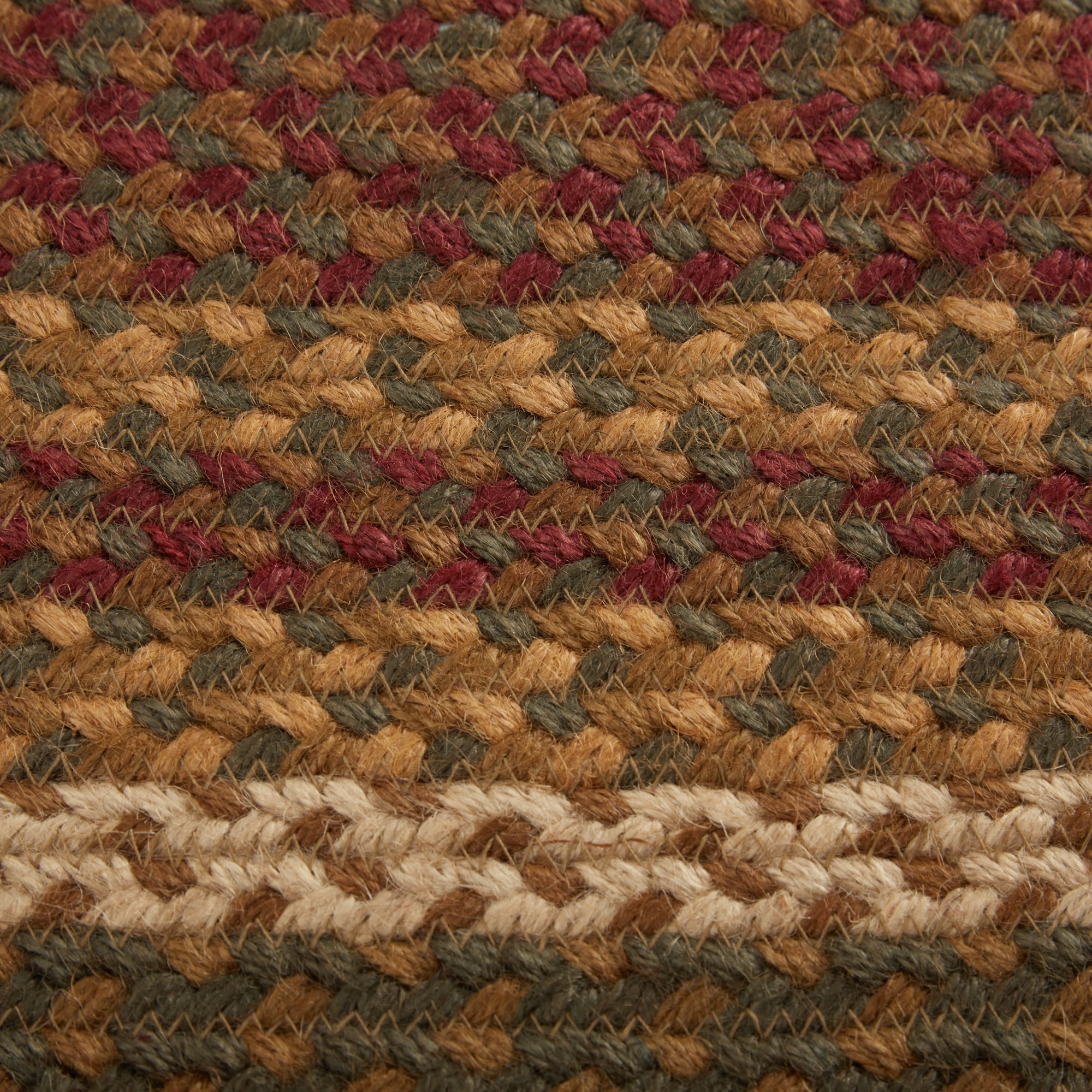 VHC Brands Tea Cabin Rustic Jute Green Striped Accent Rug Rectangle w/ Floor Pad 27"x48"