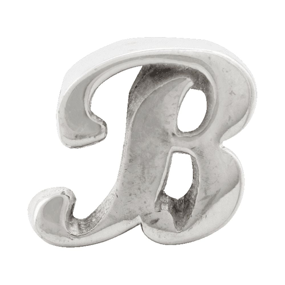 Letter B Script Charm .925 Sterling Silver Antique Finish Reflection Beads - QRS1430B