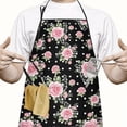 thumbnail image 2 of Pioneer Flower Floral Print Pattern Cotton Linen Apron with Pockets, Waterproof Adjustable, 33x27 Inch for Kitchen, Gardening, BBQ, Salon, 2 of 6