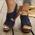thumbnail image 2 of Womens Orthopedic Wedge Sandals Hollow out Splice Leather Adjustable Slingback Wedges Heels Casual Breathable Open Toe Walking Shoes Blue Size 6.5, 2 of 8