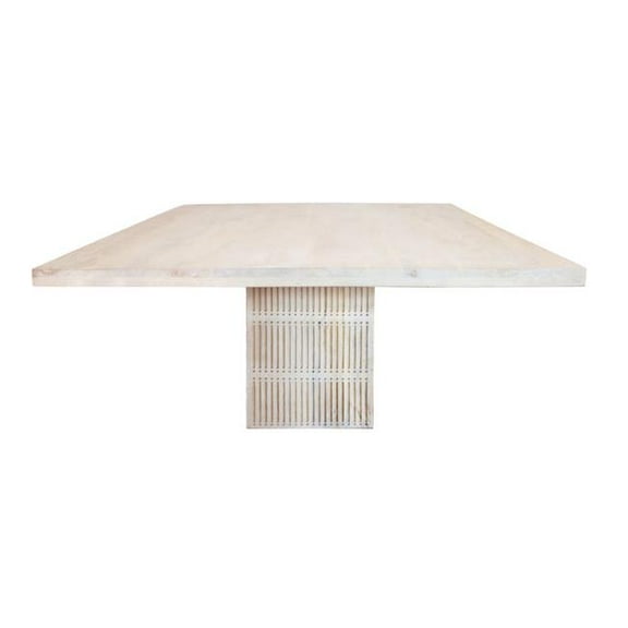 HomeRoots  60 in. Brushed Ivory Square Solid Wood Dining Table