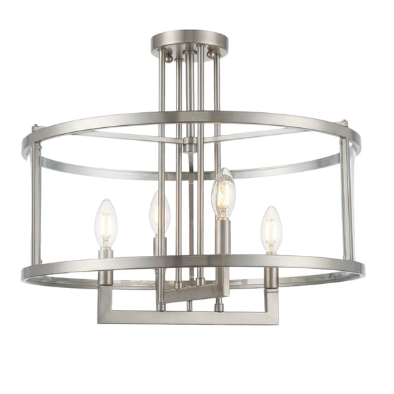 Vivio Lighting Ravenna 20 in Modern Dimmable 4-Light Brushed Nickle Dining Room Flush Mount Lights with Shades