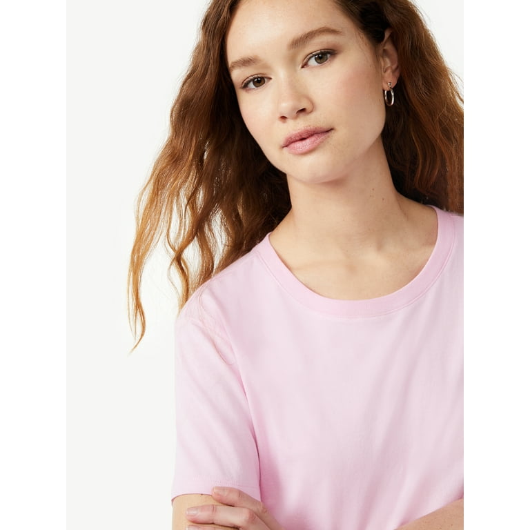 Women's Soft Supima Cotton Short Sleeve Everyday Comfy Crew Tee | Bright  Light Pink