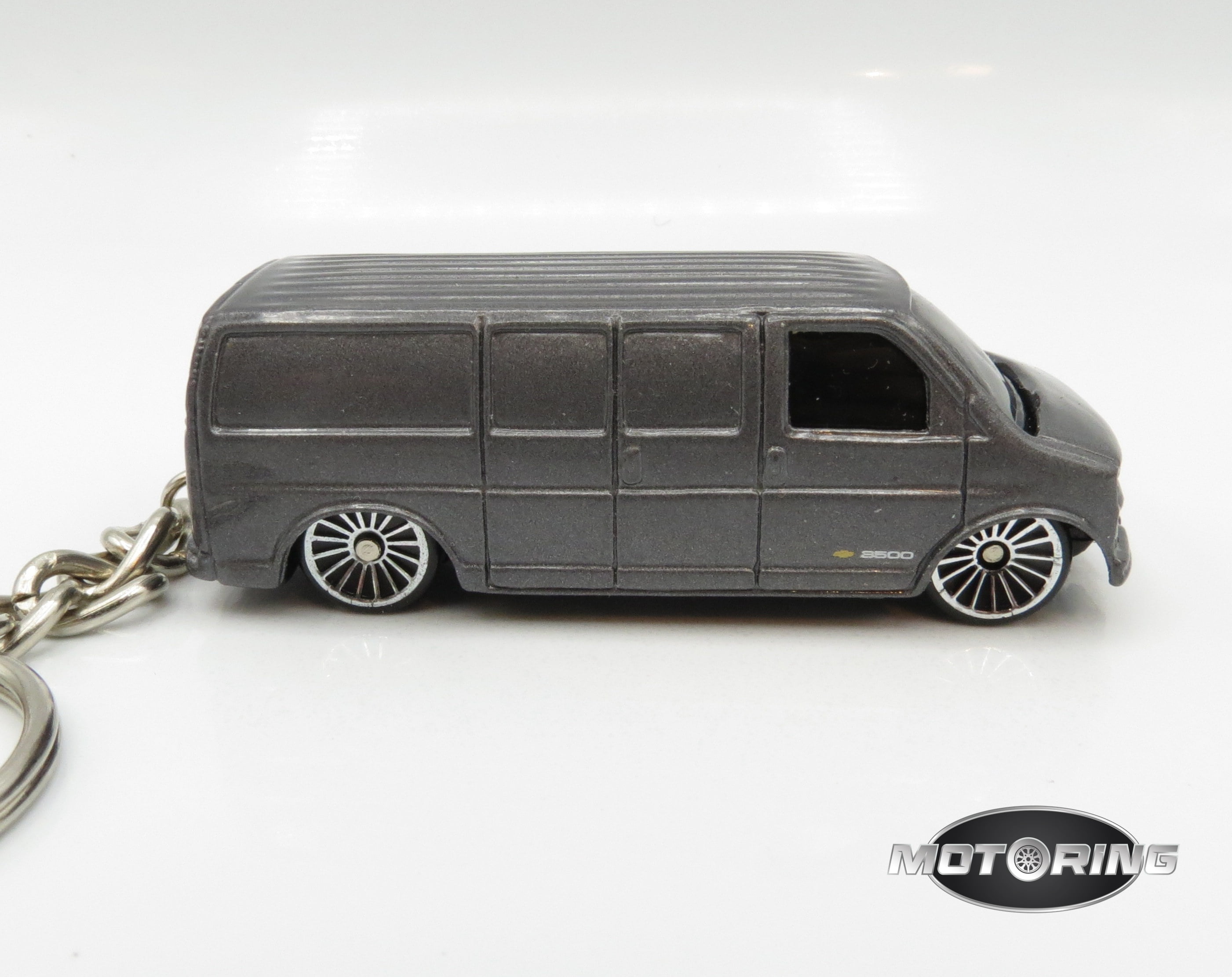 2000 Chevy Chevrolet Gray Van Custom Novelty Car Keychain 1:64 Diecast Replica