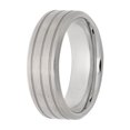 thumbnail image 2 of Men's Titanium Multi-Finish Grooved Wedding Band – Mens Ring, 2 of 4