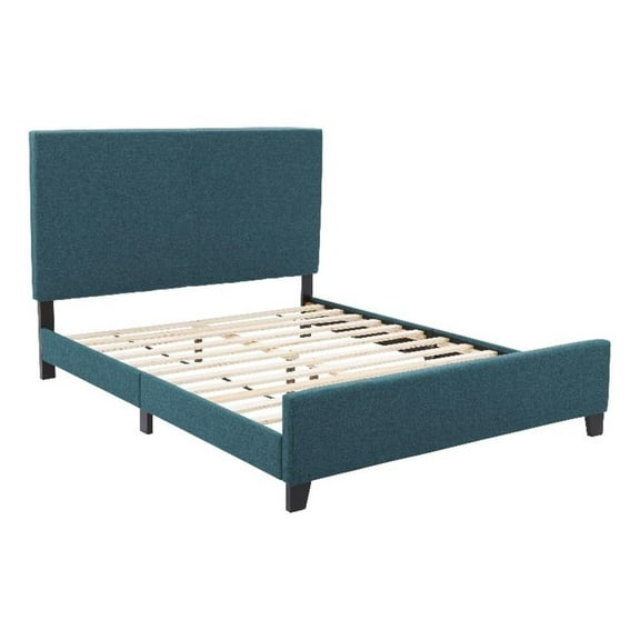 CorLiving Juniper Queen Size Contemporary Fabric Upholstered Bed in Blue Teal