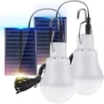 thumbnail image 1 of Pack de 2 bombillas solares, lámpara solar TechKen, luz LED, bombilla portátil, lámpara solar, 3 W, cable de carga de 3 m, iluminación con panel solar para camping, senderismo, pesca, caseta de, 1 of 6