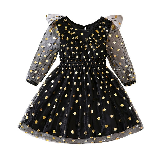 Cathalem Girl Party Dress Long Sleeves Long Sleeve Spring Dresses Black 130 Walmart