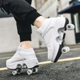 thumbnail image 4 of Chaussures de Marche Automatiques à Roues Déformables à Double Rangée, Patins à Roulettes à Déformation Invisible 2 en 1, Patins à Poulie Amovibles, Patinage Parkour (Blanc Haut, US 10.5), 4 of 4