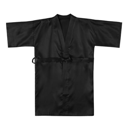 

FRSASU Cyber and Monday Deals Toddler Baby Kids Girls Solid Silk Satin Kimono Robes Bathrobe Sleepwear Clothes Coat Black 5-6Years