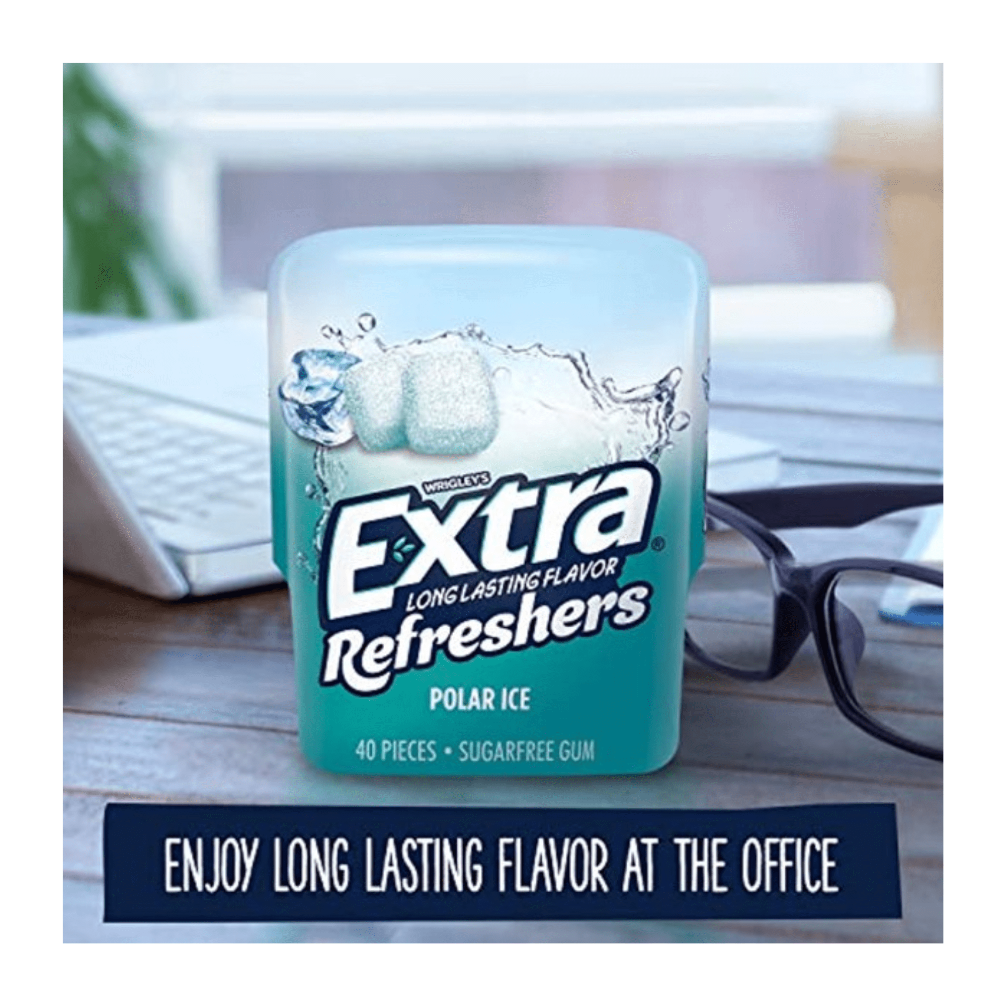 EXTRA Refreshers POLAR ICE Sugar Free Chewing Gum Bulk, 40 Pieces Per Gum Bottle 320 Pieces Total (Pack of 8)