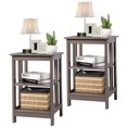 thumbnail image 2 of Costway 2 PC 3-tier Side Table Nightstand End Table W/ Baffles & Round Corners Brown, 2 of 10