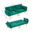 thumbnail image 6 of Leumius 72 Inch Futon Sofa Bed,Velvet Futon Couch with Adjustable Backrest and Cupholders,Suitable for Apartment,Living Room,Small Space,Green, 6 of 6