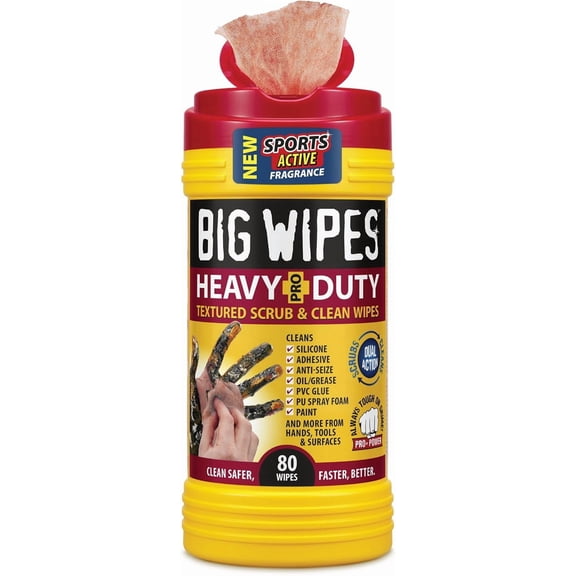 Big Wipes Heavy Duty Industrial Textured Scrubbing Wipes (80 Count (Pack of 1), Heavy-Duty)