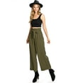 thumbnail image 4 of CEST TOI Womens High Rise Paper-bag Waist Cropped Wide Leg Culotte Pants (L, Olive), 4 of 4
