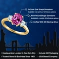thumbnail image 2 of Gem Stone King 18K Yellow Gold Plated Silver Pink Created Sapphire and Sky Blue Aquamarine Engagement Ring for Women | 1.50 Cttw | Oval 9X7MM | Gemstone September Birthstone | Size 6, 2 of 6