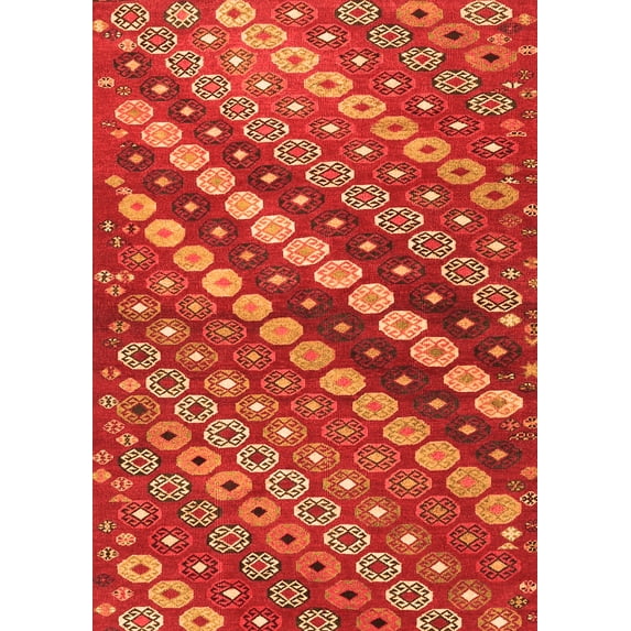 Ahgly Company Indoor Rectangle Abstract Orange Contemporary Area Rugs, 4' x 6'