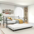 thumbnail image 3 of PAPROOS Twin Size Daybed with Trundle Included, Heavy Duty Metal Daybed Frame with Pull-out Trundle Bed, No Box Spring Needed, Black, 3 of 12