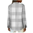 thumbnail image 5 of Lenpel Button down Shirts for Women Plus Size Long Sleeve Curved Hem Plaid Collared Blouses Loose Dressy Casual Tops(White,X-Large), 5 of 6