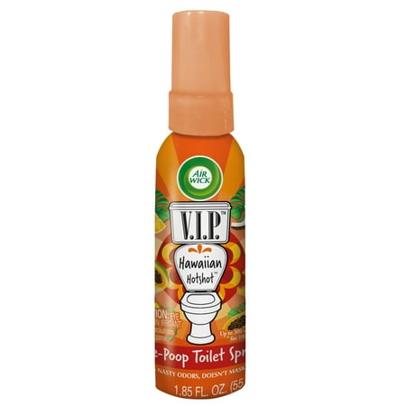 Air Wick V.I.P. Pre-Poop Toilet Spray, Up to 100 Uses, Contains Essential Oils, Hawaiian Hotshot Scent, Travel size, 1.85 Oz