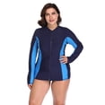 thumbnail image 2 of Charmo Womens Plus Size Long Sleeve Rash Guard Top Zipper Sufing Swim Shirt, 2 of 4