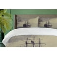 thumbnail image 4 of Ambesonne Nautical Duvet Cover Set, Old Pirate Ship in Sea, 2-Calking, Plum Tan, 4 of 7