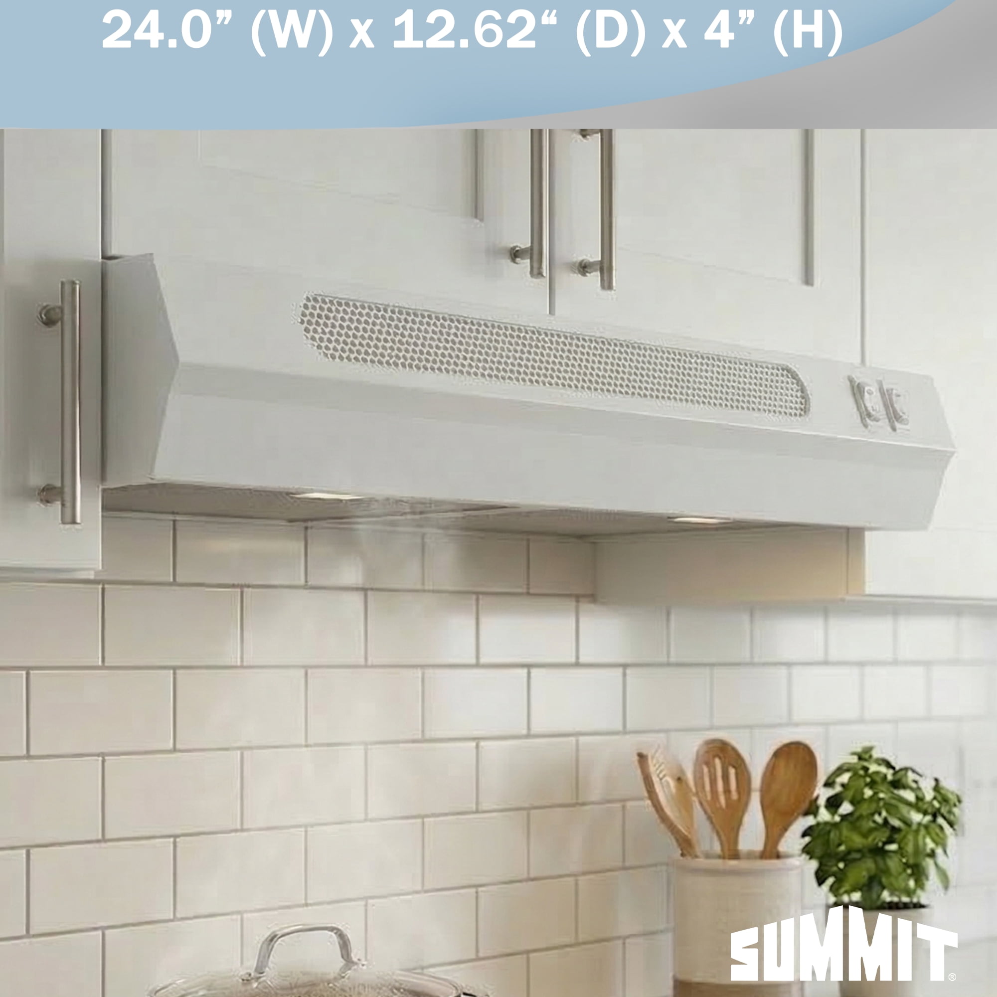 Summit 24 Inch Recirculating Range Hood, Retractable, White - HRTX24WPTC Made in the USA