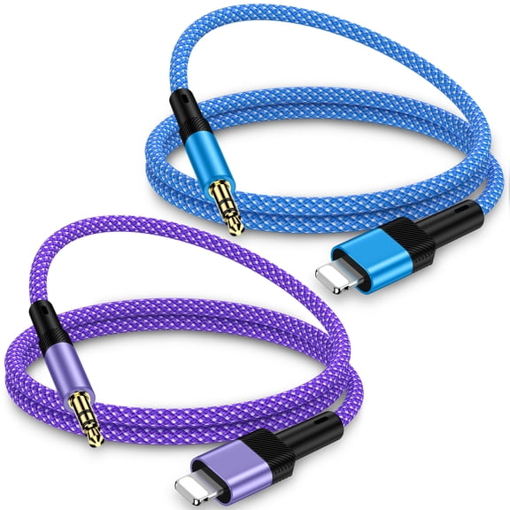 iPhone Aux Cord,Zacenei 2pack 3ft iPhone 3.5mm Audio Cord Aux Adapter Auxiliary Cable Male to Male Nylon Braided Ox Wire Aux Jack Cables Compatible for iPhone 14 13 12 11 Car Stereo Speaker Headphone