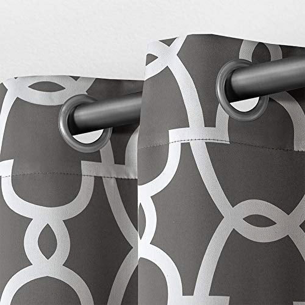 Exclusive Home Gates Sateen Room Darkening Blackout Thermal Grommet Top Curtain Panel Pair, 52"x96", Black Pearl