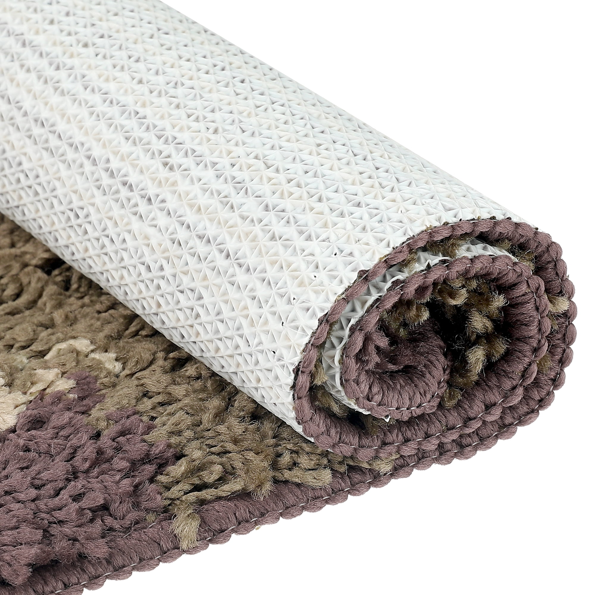 Unique Bargains Floral Bath Mat Checked Washable Bath Carpet for Bathroom Floor Brown-1 16"x24"