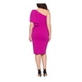 thumbnail image 2 of BETSY & ADAM Womens Pink Zippered Textured Lined Tie Detail Ruffled Sleeveless Asymmetrical Neckline Below The Knee Evening Sheath Dress Plus 20W, 2 of 5
